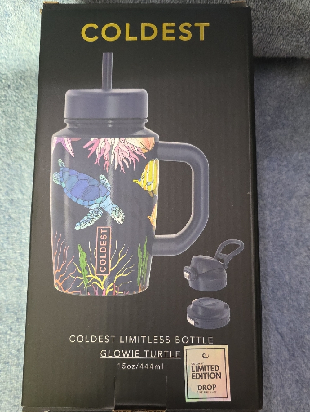 15oz Coldest Limitless Bottle - Glowie Turtle (Navy)